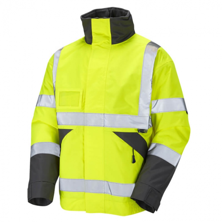 Leo Workwear J02-Y Bickington Superior Bomber Hi Vis Jacket with Fleece Lining Yellow